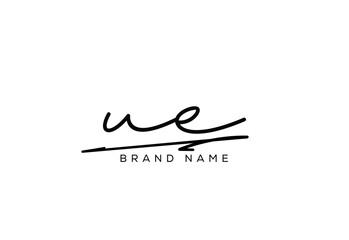 UE letter elegant cursive beauty handwriting logo. symbol design| typography logo| creative mark| corporate identity| signature logo.