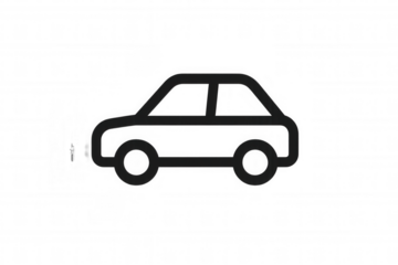 Car line icon representing transport, journey, and automotive services with transparent background