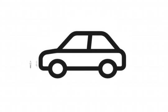 Car line icon representing transport, journey, and automotive services with transparent background
