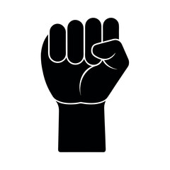 Black Fist Icon Vector Illustration Simple Raised Hand Silhouette
