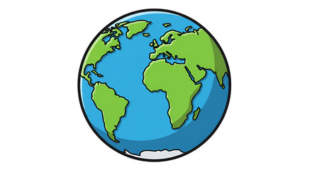 Fototapeta premium Planet earth world globe icon showing continents and oceans global education symbol isolated on white 