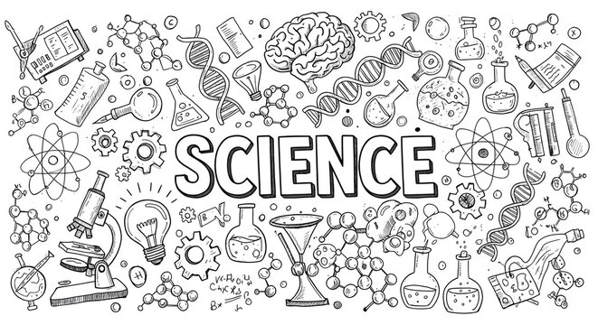Science education doodle background with hand drawn formulas laboratory equipment and chemistry elements
 - Powered by Adobe