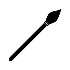 Black Paintbrush Icon Vector Illustration Simple Silhouette with Bristles