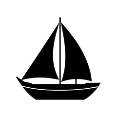 Black Sailboat Icon Vector Illustration Simple Silhouette with Sail