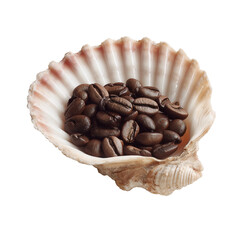 Shell filled with coffee beans