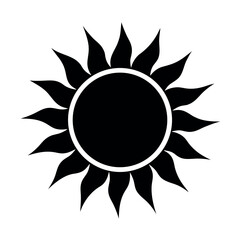 Black Sun Icon Vector Illustration Simple Circular Silhouette