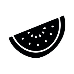 Black Watermelon Icon Vector Illustration Simple Slice Silhouette