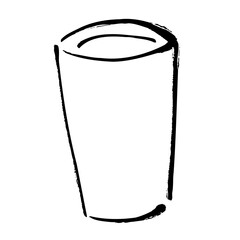 筆の風合いを生かした手描きのコップのイラスト素材。和風テイストのシンプルで使いやすいデザイン
