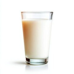 A clear glass filled with fresh, white milk, showcasing its creamy texture and inviting appearance.