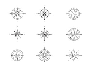 Compass Rose Line Art Exploring True North © Sabbir