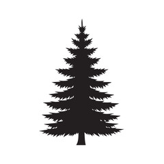 Pine Tree Silhouette Vector Illustration Evergreen Conifer Symbol for Outdoor Nature Forest Woodland Designs and Environmental Concepts