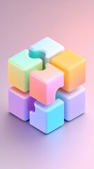 Fototapeta premium Colorful Cubes Puzzle - A Playful and Creative Composition.