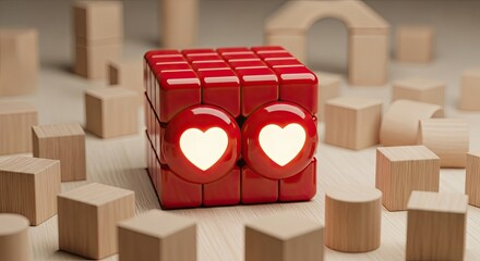 Creative representation of love and connection using building blocks arrangement