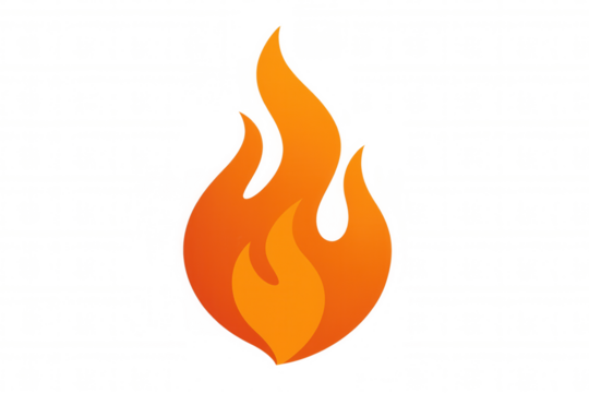Fire flame icon representing heat and energy, burning gas or bonfire symbol, hot danger element with gradient colors