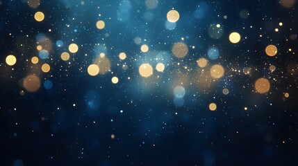 Obraz premium Beautiful sparkling bokeh lights in shades of blue and gold create a dreamy atmosphere for celebrations and events