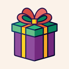 Vector illustration of a bright gift box, a gift with a bow, for many designs