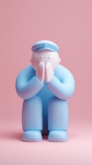 Contemplative Figure in Blue - A Moment of Reflection.