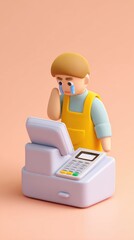 Crying cashier at the register, financial problems.