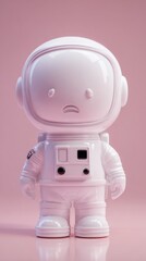 Cute astronaut toy figure on a pink background.