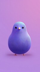 Cute cartoon bird with a purple gradient background.