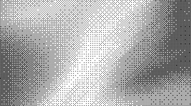 Pixelated bitmap dither effect. Black and white noise texture in classic console game style. Vector graphic.