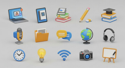 vector set of school icons