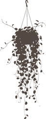 Vector art of hanging plant silhouette with green leaf