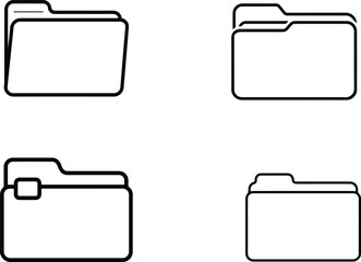 Folder Line Icon &ndash; File Storage and Organization Symbol Vector