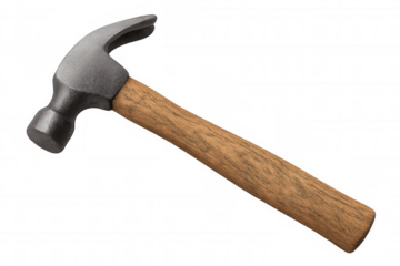 Claw hammer with wooden handle, working tool for construction, carpentry and home improvement projects
