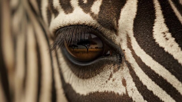 Zebra eye macro shot shows beautiful wild animal this is a very detailed and amazing wildlife portrait this is a great african nature scene this is a great reflection of safari
