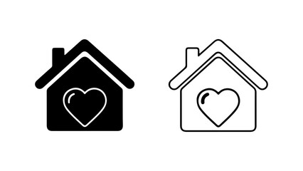 Home with heart icon with transparent background