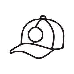 Baseball Cap Line Icon – Sports Headwear and Fashion Accessory Vector
