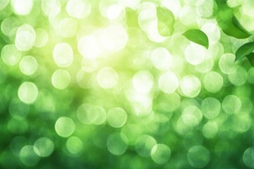 Obraz premium soft green blurred background with circular light bokeh and subtle leaves on the right side evoking freshness and calmness