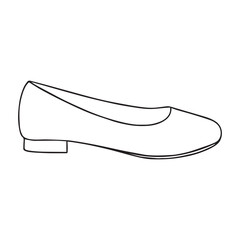 Women’s Flat Shoe Outline Vector Illustration