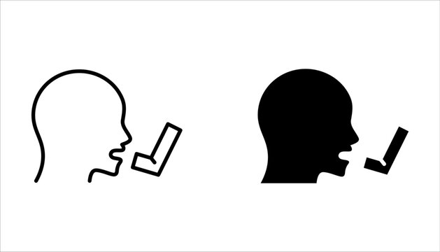 Asthma inhaler vector icons. Lung medical inhalers icon set on white background