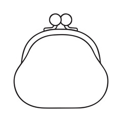 Round Purse Clutch Bag Vector Outline Illustration