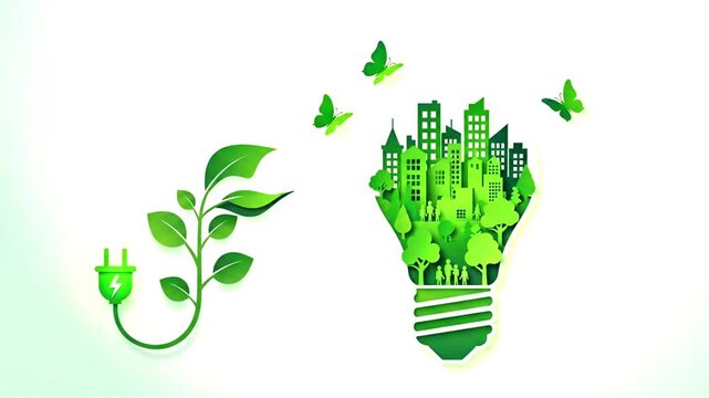 Green energy concept with plant growing from electrical plug, eco power symbol, renewable energy idea, sustainability and environment concept, clean energy growth, generative AI