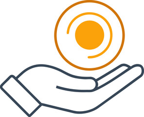 orange hand holding sign vector illustration