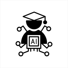 AI education tech related line icons. Smart Learning