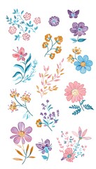 Obraz premium Delicate floral embroidery motifs a cheerful artistic design perfect for patterns fashion decor