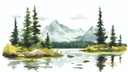 Nahanni National Park Reserve. Nahanni National Park Reserve hand drawn watercolor illustration