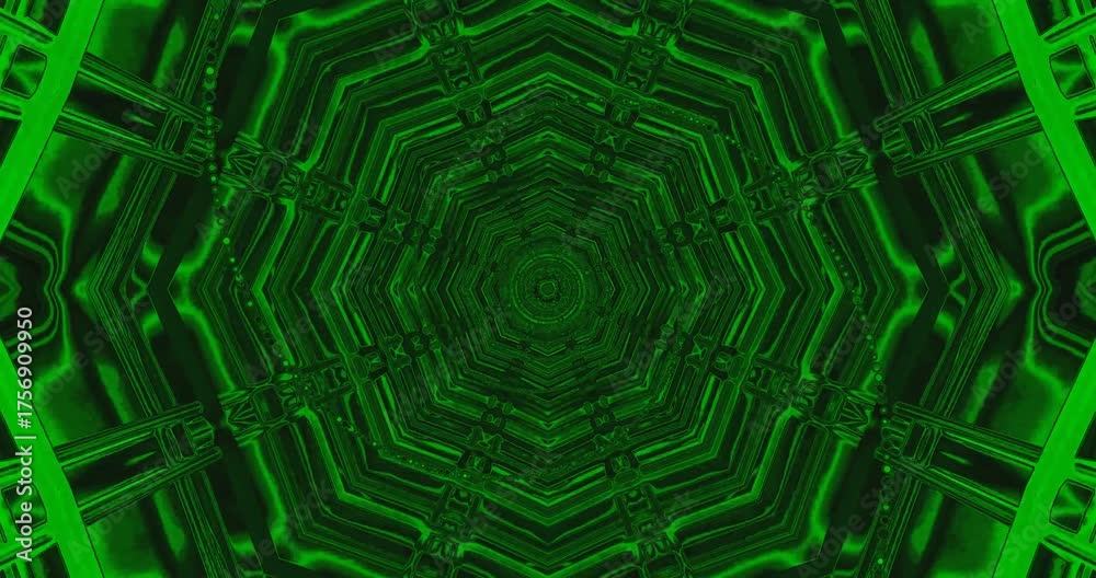 Wall mural this video loop features a continuous green tunnel that creates an immersive atmosphere. the design 