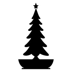 simple black pine tree silhouette vector illustration