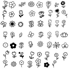 Vector Flowers Simple Minimalist Monochrome