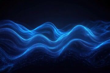 glowing blue digital waveforms flowing smoothly in a dark space representing energy and motion