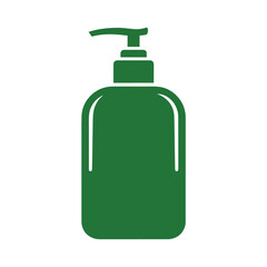 Green liquid soap dispenser icon with pump vector