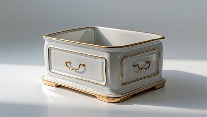 ceramic drawer tray with detachable parts on a white background