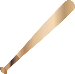 Metallic Baseball Bat Vector Graphic. Bronze or Gold Gradient Sports Equipment for Baseball, Softball, Athletic Game, Competition, or Sportive Logo Design.