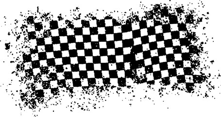 Monochrome vintage racing flag background with classic checkered pattern for automotive design