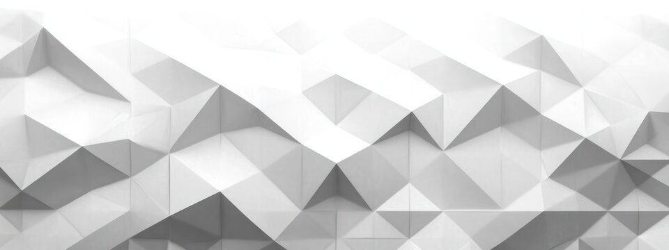 Abstract geometric pattern with three-dimensional triangular shapes in varying shades of white and gray creating a textured surface and depth - Powered by Adobe